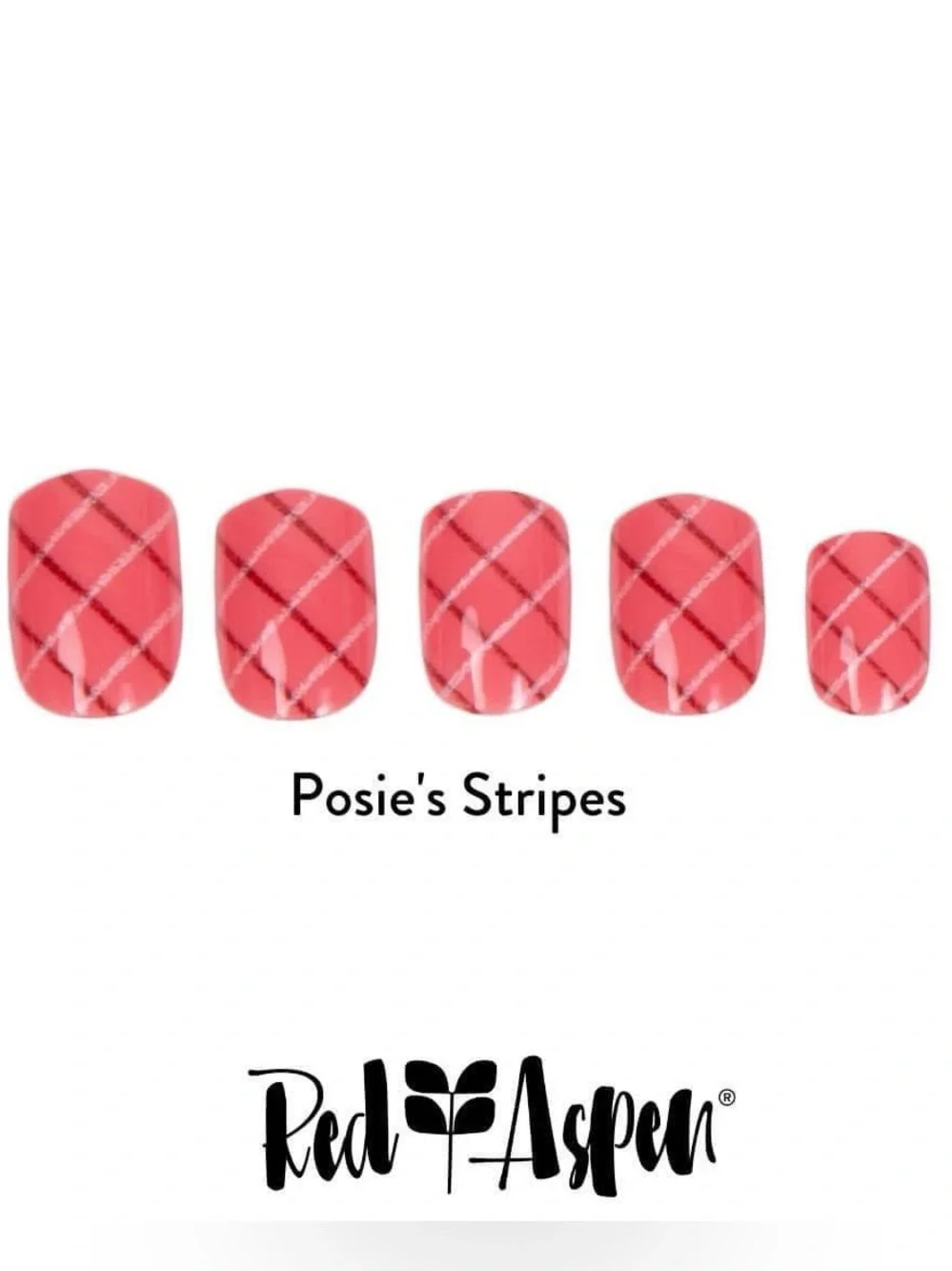 NIB Red Aspen Posie’s Stripes Press-On Nail Dashes